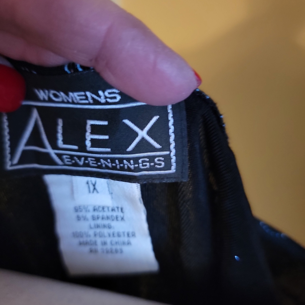 Alex Evenings Black and Silver And TEAL BLOUSE - Picture 7 of 15